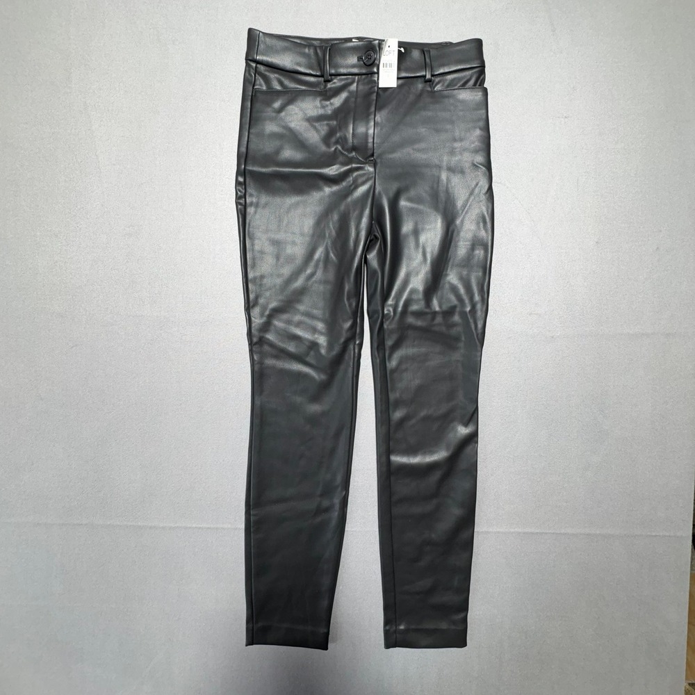 Loft Faux Leather Pants Black Slim Leg Trousers Size 0 35714576